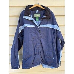 Vintage LL Bean Women’s Warm Up Ski Snow Jacket XL Lined Zip Coat 90s Navy Blue